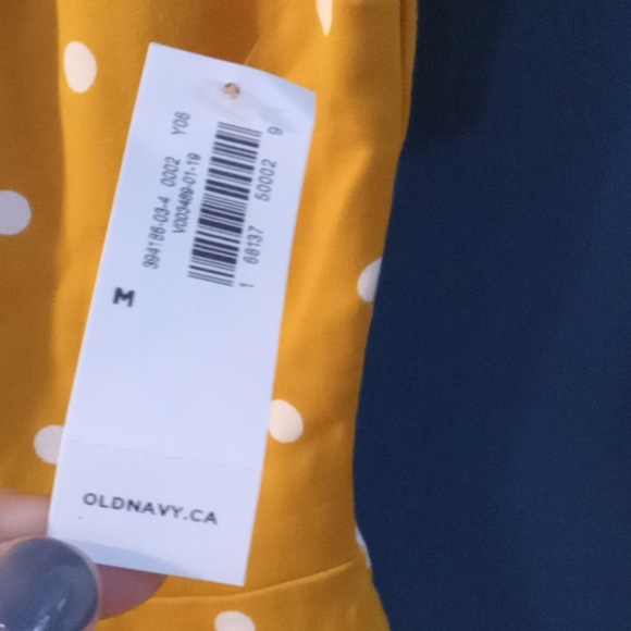 Old Navy polka dot ocre yellow shift dress - Picture 6 of 7